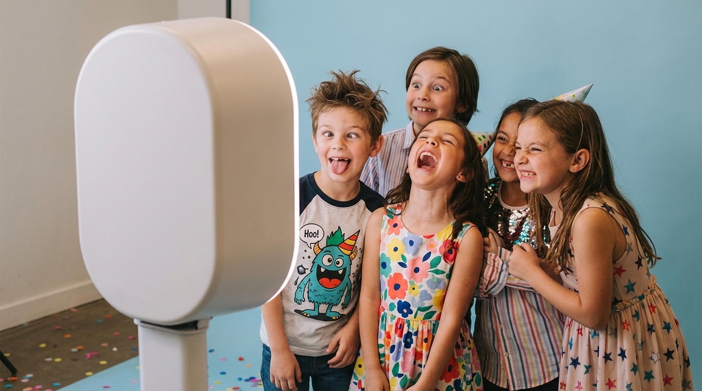 Kids laughing in photo booth